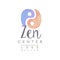 Watercolor logo template with yin and yang. Zen meditation. Chinese medicine and wellness concept. Vector esign for self