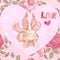 Watercolor Love Bunny Valentine or Easter Illustration