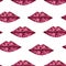 Watercolor love lips color seamless pattern