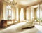 Watercolor of Luxurious bedroom with and architecture Chic and stylish design with comfortable and