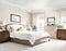 Watercolor of Luxurious bedroom with Hampton style decor featuring a framed