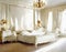 Watercolor of Luxurious bedroom with opulent white