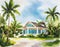 Watercolor of luxury beach house