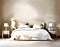 Watercolor of Luxury bedroom interior with beige bedding and