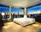 Watercolor of Luxury penthouse bedroom at night