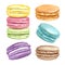 Watercolor macarons set. Colored image
