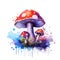 Watercolor magic toadstool mushroom