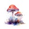 Watercolor magic toadstool mushroom