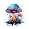 Watercolor magic toadstool mushroom