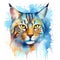 Watercolor Maine Coon cat painting on white background. Realistic pet face illustration. Created with Generative AI technology