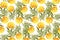 Watercolor marigold with leaf. Floral seamless pattern on a white background.