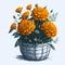 Watercolor marigold on a white background. AI-Generated