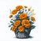 Watercolor marigold on a white background. AI-Generated