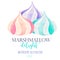 Watercolor marshmallow illustration, for use in a logo, sign, symbol