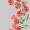 Watercolor meadow poppy on gray background. Seamless pattern for design.