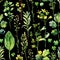 Watercolor meadow weeds and herbs seamless pattern