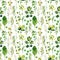 Watercolor meadow weeds and herbs seamless pattern