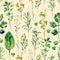 Watercolor meadow weeds and herbs seamless pattern