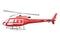 Watercolor medical helicopter. Isolated aviation vehicle. Cartoon print for kids room. Side view of rescue transport