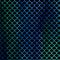 Watercolor mermaid or fish blue scales dark black background. Bright summer pattern with reptilian scales