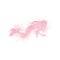 Watercolor mermaid silhouette with paint splatter and spray effect in pink pastel colors