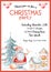 Watercolor Merry Christmas illustration with snowman, christmas tree, santa holiday invitation. Christmas gift celebration cards.