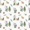 Watercolor Merry Christmas seamless background