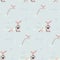 Watercolor Merry Christmas seamless patterns with snowman, holiday cute animals deer, rabbit. Christmas celebration