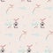 Watercolor Merry Christmas seamless patterns with snowman, holiday cute animals deer, rabbit. Christmas celebration