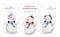 Watercolor merry christmas set of character snowmans illustration. Winter holidays cartoon isolated cute funny snowman