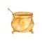 Watercolor metal gold kettle cauldron illustration