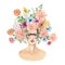 Watercolor Mexican woman with bright bouquets. Female figure with flowers. Frida Kahlo with a hear of flowers. Women illustration