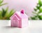 Watercolor of Miniature house coin bank on coloured Created withtechnology and