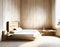 Watercolor of Minimal wooden bedroom with a