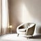 Watercolor of Minimalist beige living room corner with armchair and slim