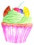 Watercolor mint cupcake