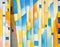 Watercolor of Modern Abstract architecture Facade of Colorful