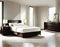 Watercolor of Modern bedroom with leatmetallic and moody Sleek and sophisticated