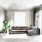 Watercolor of Modern chic living room with gray