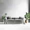 Watercolor of Modern chic living room with gray