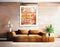 Watercolor of modern living room one squere frame art mock brick