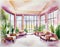 Watercolor of modern salon home house design