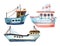 Watercolor modern ships set