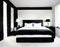 Watercolor of Modern sophisticated monochrome bedroom with lavish