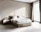 Watercolor of Modern and stylish bedroom in pale brown and grey tones with luxurious