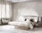 Watercolor of Modern and stylish bedroom in pale brown and grey tones with luxurious