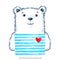 Watercolor modern Teddy in bright wear. Cute animal. Bear. Children cartoon illustration. Can be printed on T-shirts