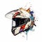 Watercolor Motorcycle Helmet Artwork With Illustrative Style
