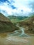 Watercolor mountain landscape, Himalayas, Tibet. Tourism, travel. Mountain and lake views. Digital painting - illustration.