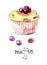 Watercolor muffin with fruits